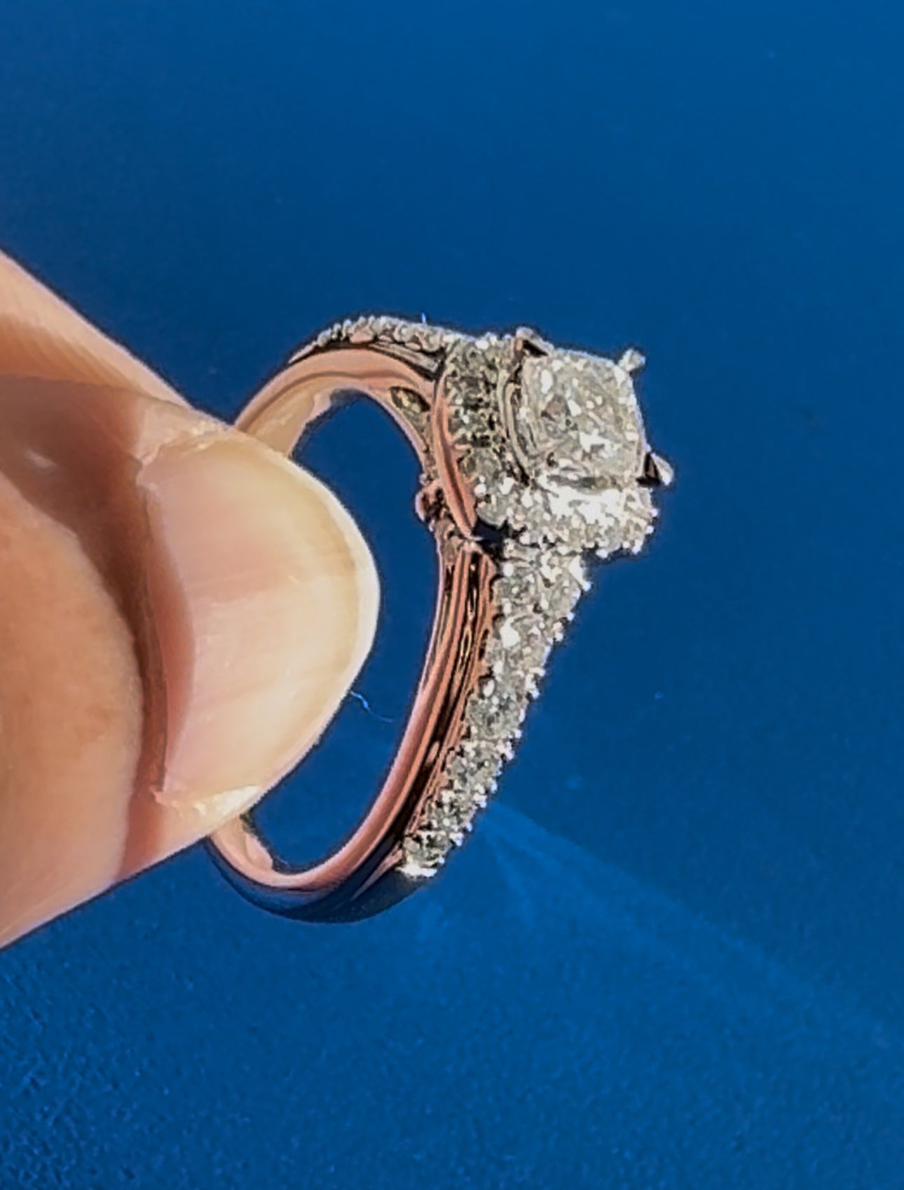 Natural diamond gold ring Engagement 14ct white gold ring used size N 1/2