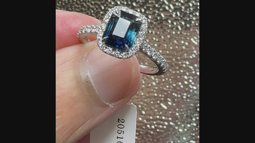 Natural Sapphire Diamond Ring HRD Antwerp Certified