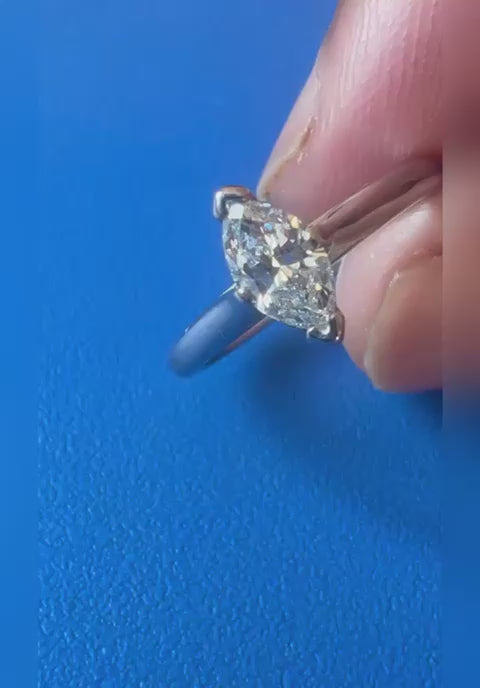 Natural diamond platinum ring Marquise engagement used gia certified
